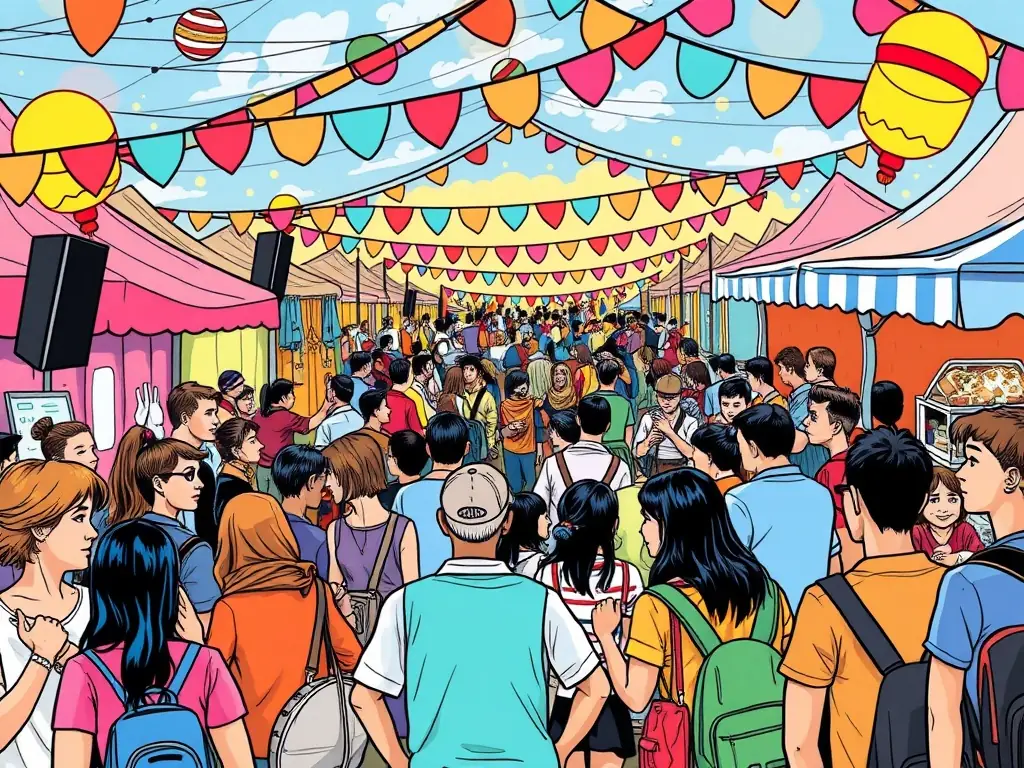 A photograph of families participating in interactive cultural workshops and activities at Sabor Denver, showcasing the event's commitment to community engagement.