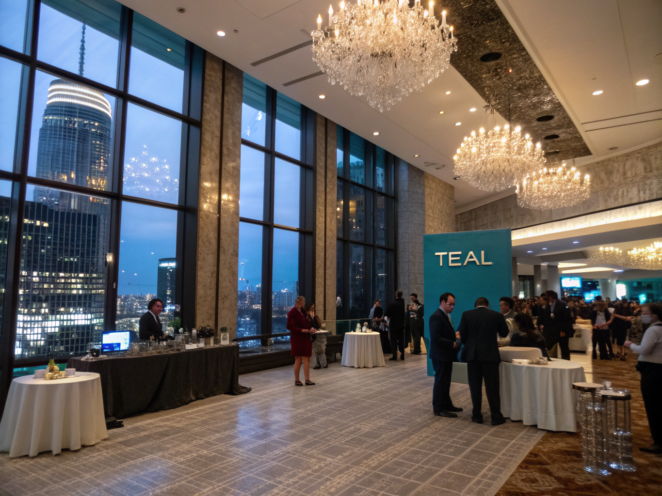 High-energy networking crowd at the Ultra Lounge